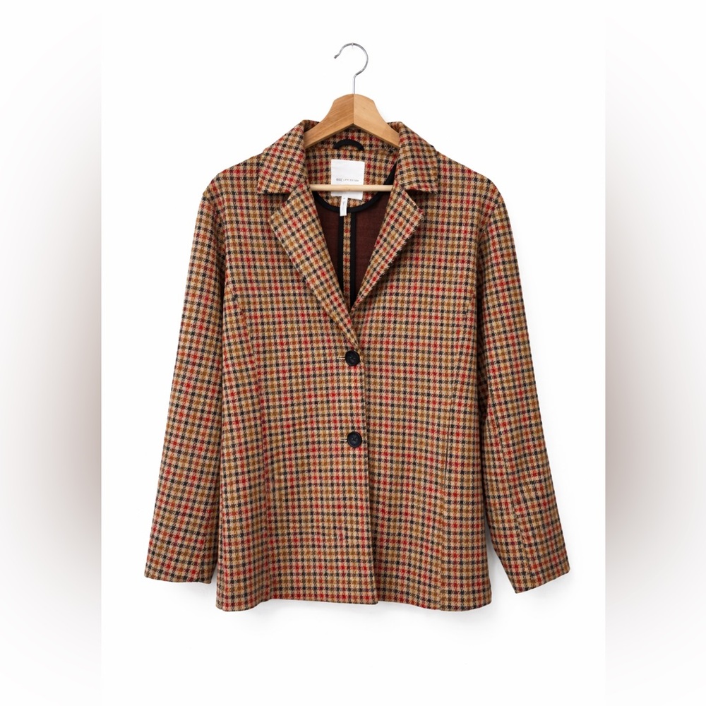 Alec Les Filles Oversized Houndstooth Knit Blazer XS Plaid Academia